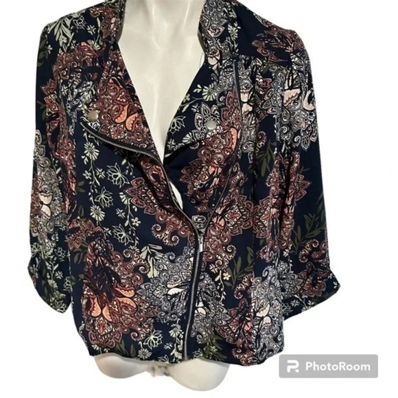 CJ Banks Floral Jacket Side Zipper Lightweight - Picture 1 of 10